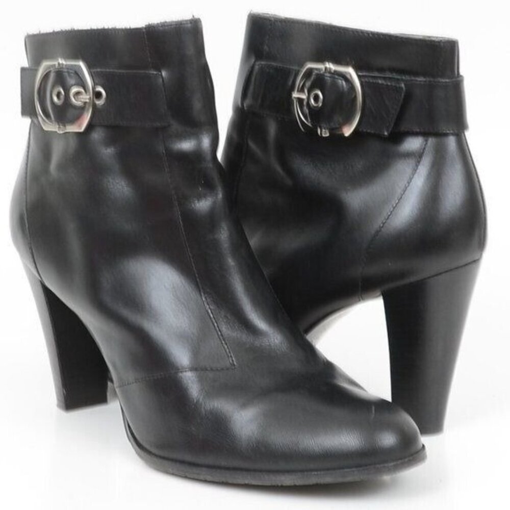 Antonio Melani Womens 8.5 Leather Black Ankle Booties Whimsigoth Dark Fairy Moto